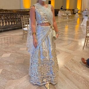 Beautiful Light Blue-Gray Lehenga Choli